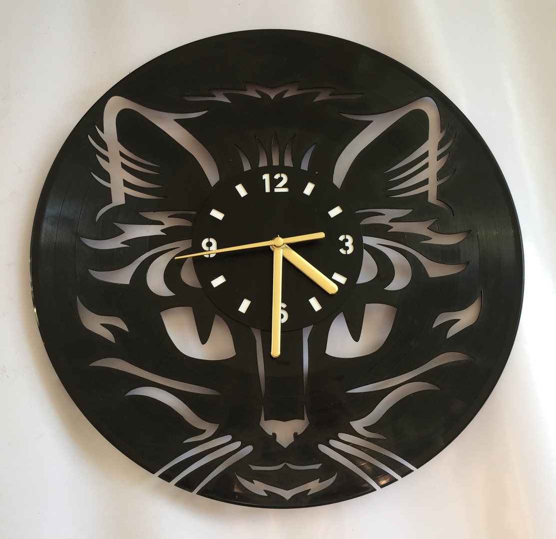 Cat Face Wall Clock For Laser Cut Free Vector File