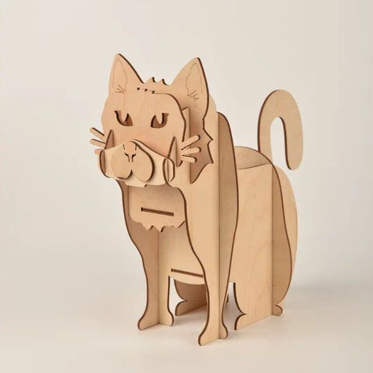 Cat Pencil Holder Desk Organizer Laser Cut Free Vector File