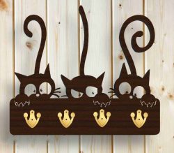 Cat With A Hanging Hook Free DXF File