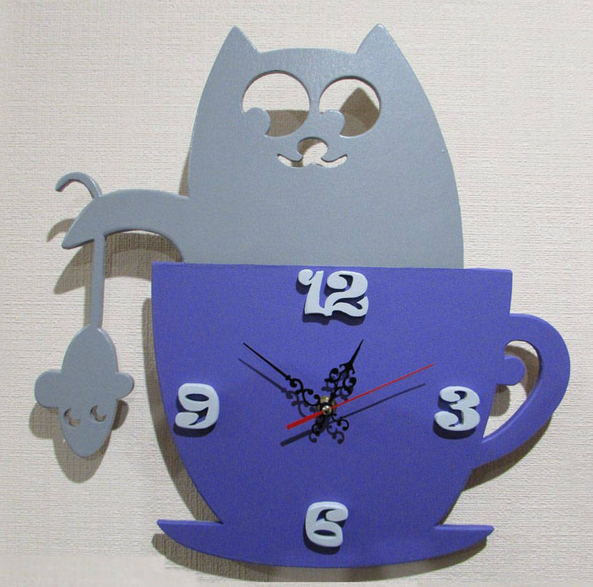 Cats And Mice Children Wall Clock Laser Cut Free Vector File