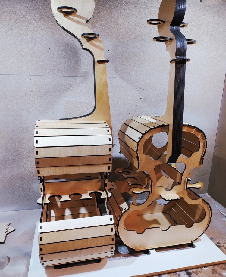 Cello Violin Minibar For Laser Cut Free Vector File