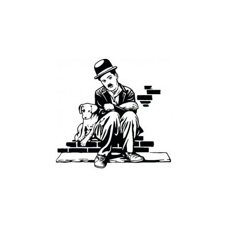 Charlie Chaplin Charlot Dog Life Sticker Free DXF File