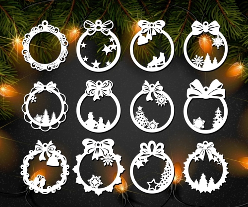 Christmas Ball Decorations Laser Cut Free Vector File