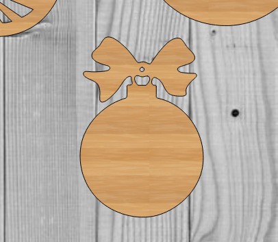 Christmas Bauble With Bow Wooden Christmas Craft Shape Laser Cut Free Vector File