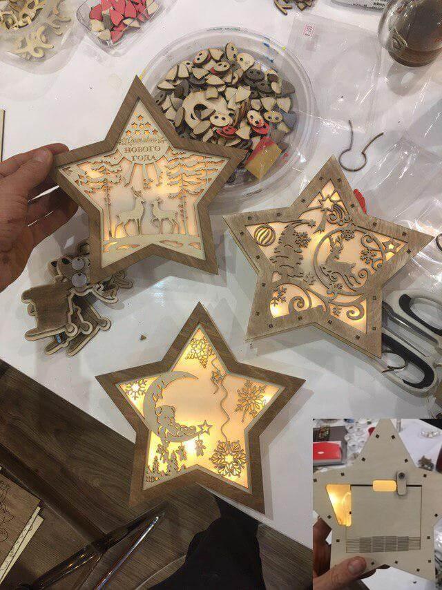 Christmas Decoration Nightlight Star Template Laser Cut Free Vector File