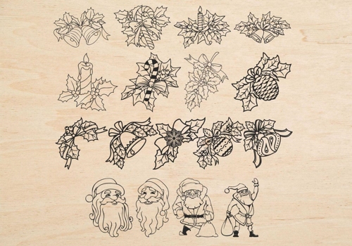 Christmas Decorations Santa Flowers Laser Engraving Laser Cut Free Vector File