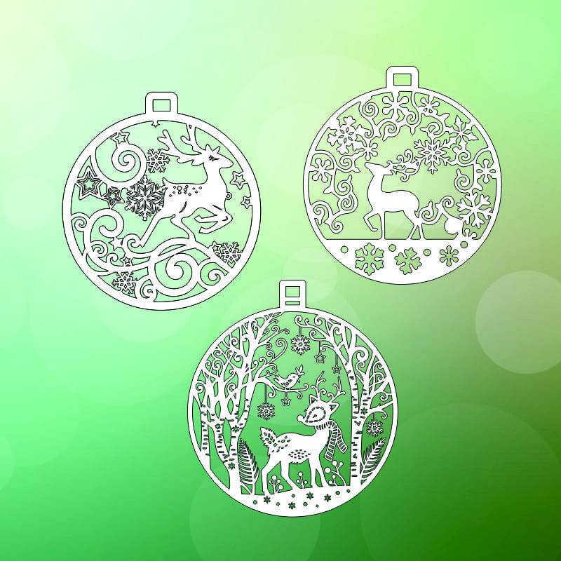 Christmas Deer Decorative Hanging Ornaments Laser Cut Free Vector File