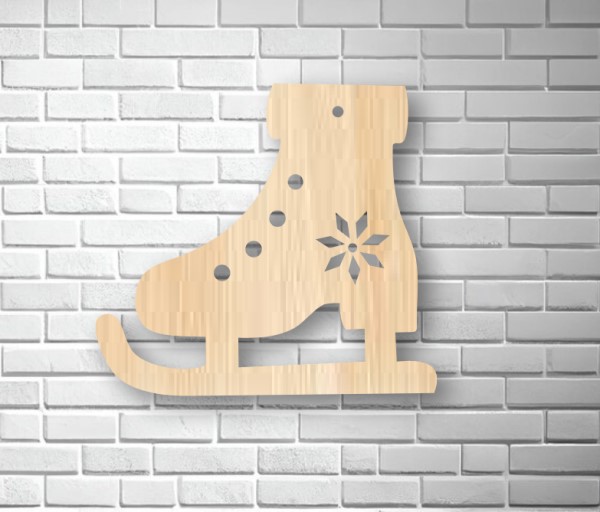 Christmas Ice Skates Shoes Hanging Ornament Laser Cut Free Vector File