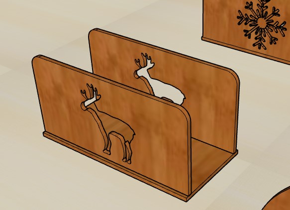 Christmas Ornaments Reindeer Wood Napkin Holder Laser Cut Free DXF File