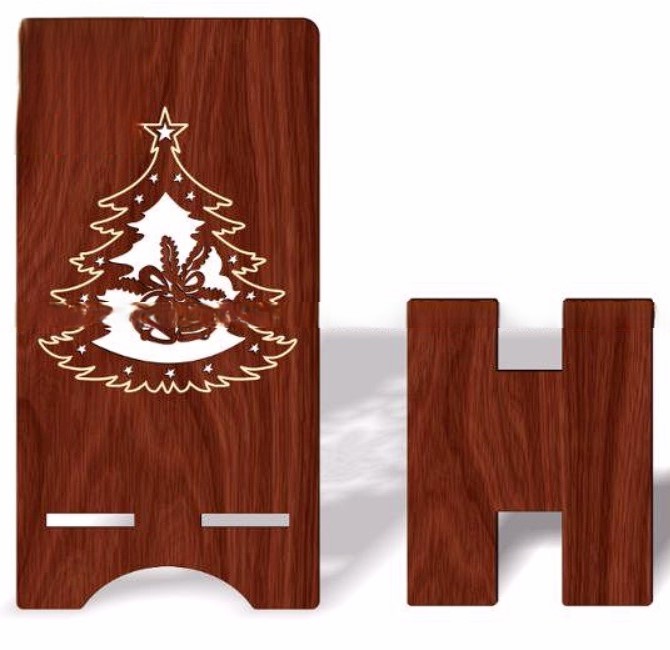 Christmas Phone Stand Laser Cut Free Vector File