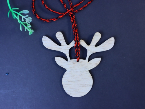 Christmas Reindeer Head Ornament Blank Unfinished Wood Laser Cut Free DXF File