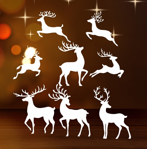 Christmas Reindeer Window Stickers Laser Cut Free Vector File