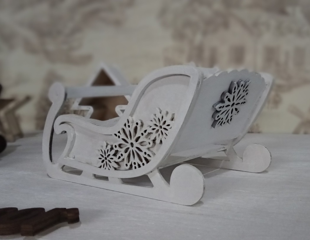 Christmas Sleigh Decoration Laser Cut Free Vector File