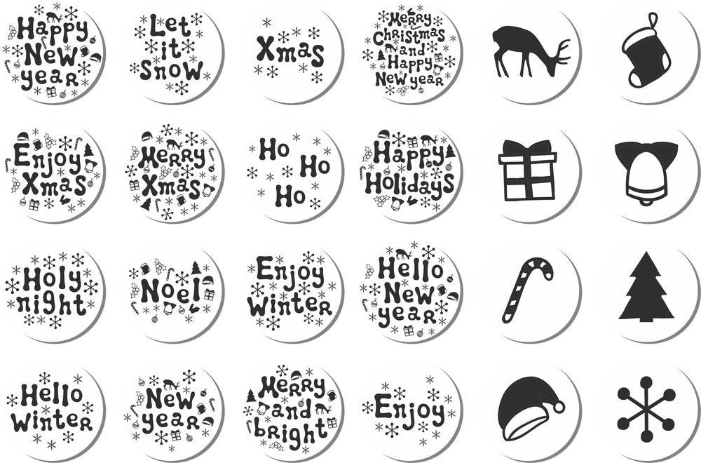 Christmas Stickers Set Laser Cut Free Vector File