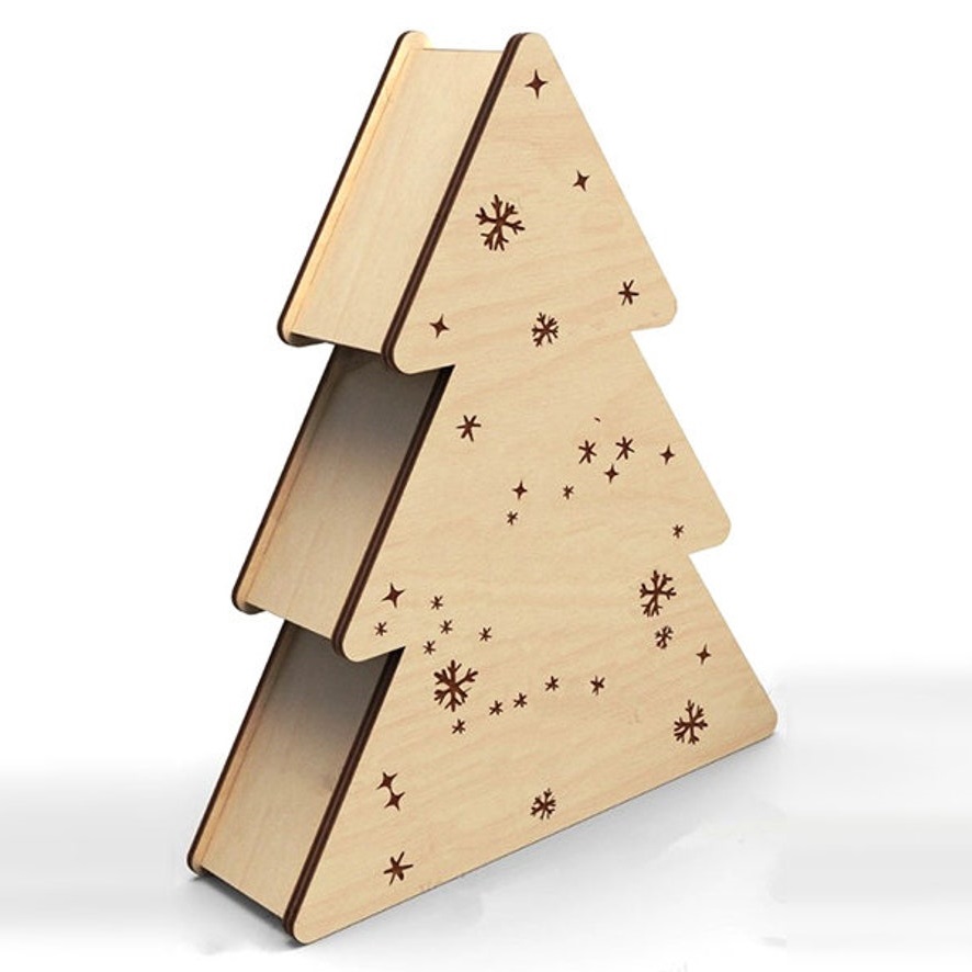 Christmas Tree Gift Box Laser Cut Free Vector File