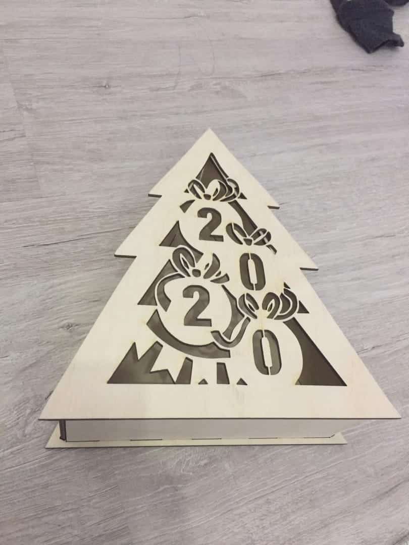 Christmas Tree Gift Packaging Box For New Year Eve Laser Cut Free Vector File