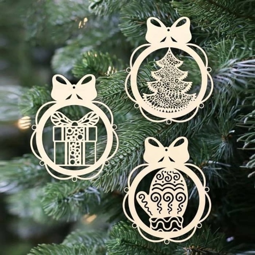 Christmas Tree Ornaments Decor Laser Cut Free Vector File