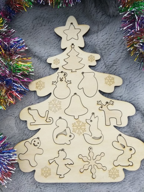 Christmas Tree Puzzle Laser Cut Free Vector File