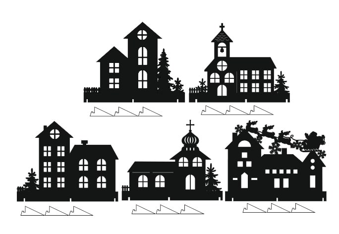 Christmas Window Decor Houses Window Sill Decorating Ideas Laser Cut Free Vector File