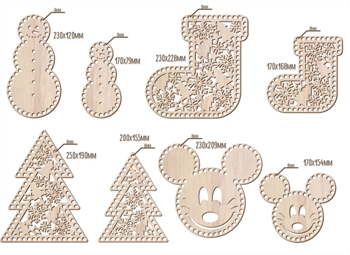 Christmas Wooden Crochet Basket Bottom Bases Laser Cut Free Vector File