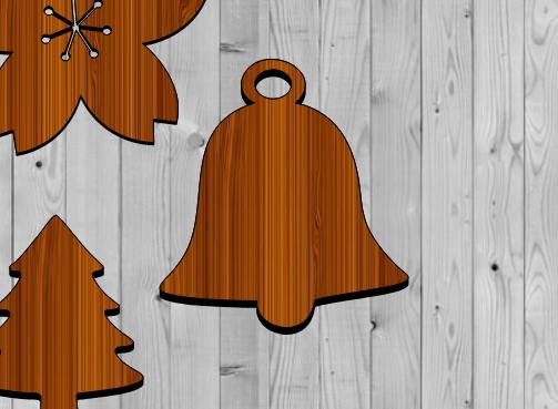 Christmas Wooden Ornaments Bell Shape Unfinished Cutout Laser Cut Free Vector File