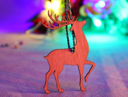 Christmas Wooden Reindeer Ornament Laser Cut Free DXF File