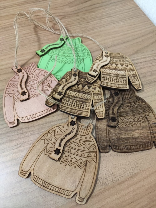Christmas Wooden Sweater Ornament Laser Cut Free Vector File