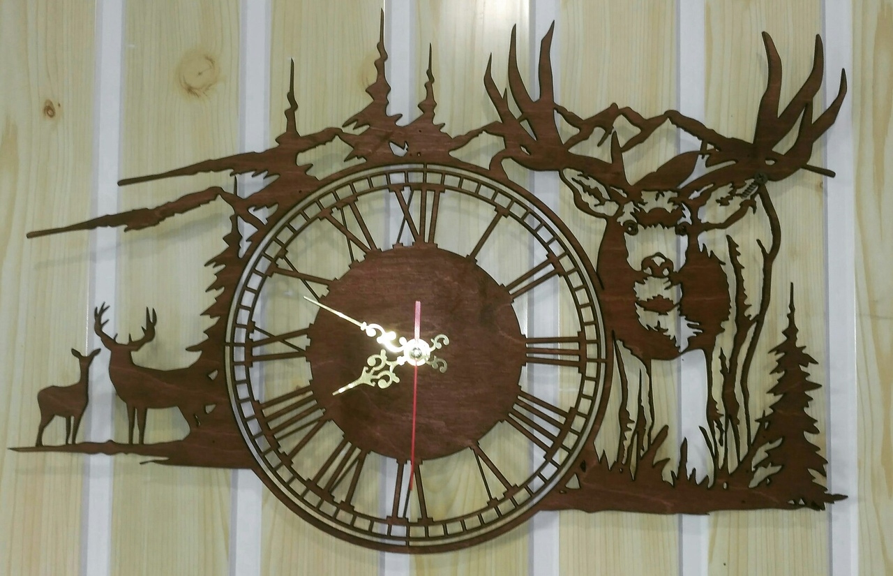 Clock Deer In The Mountains Free DXF File