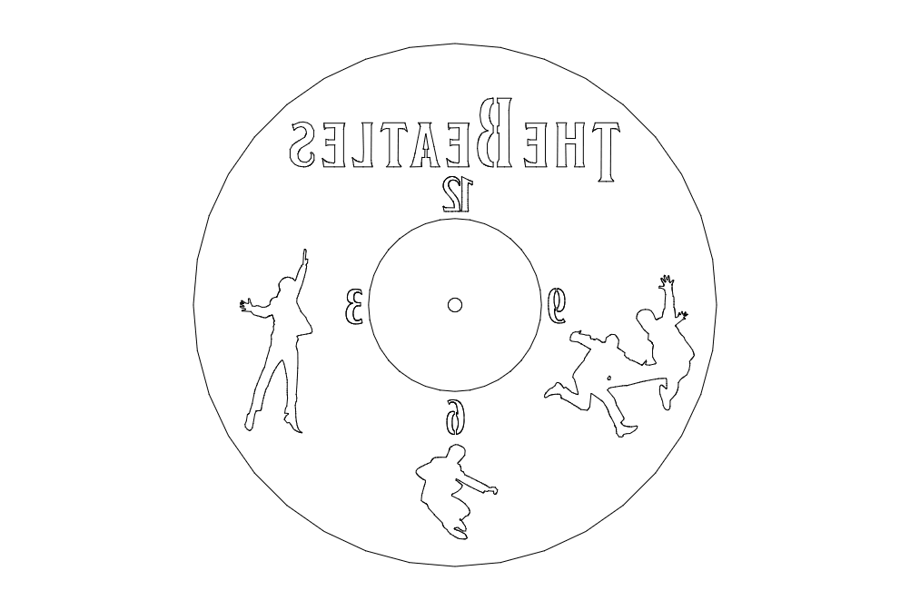 Clock On A Record – Beatles Free DXF File