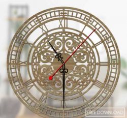 Clock Roman Pattern Wall For Laser Cut Cnc Free Vector File
