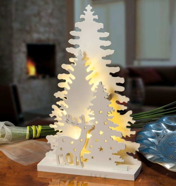 Cnc Laser Cut Lamp Deer In Forest Free Vector File
