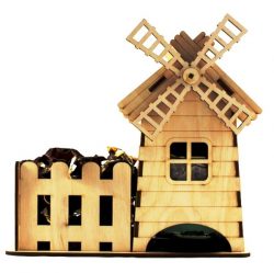 Cnc Laser Cut Tea House And Windmill Free Vector File