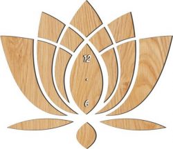 Cnc Laser Cut The Lotus Shaped Wall Clock Free Vector File