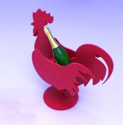Cnc Laser Cut Wine Bottle Holder Rooster Free Vector File