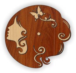 Cnc Laser Cut Young woman’s Wall Clock Plasma Free Vector File