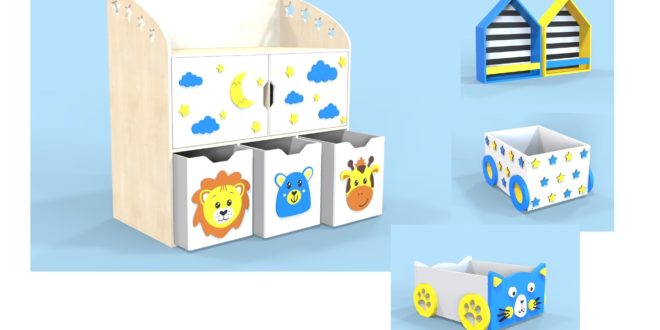 Cnc Template Furniture Child Storage Kids For Laser Cut Free Vector File