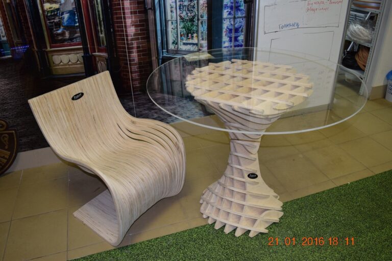 Coffee Table With Chair For Laser Cut Free Vector File
