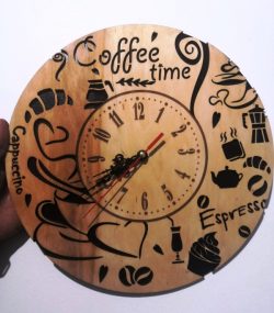 Coffee Wall Clock For Laser Cut Cnc Free DXF File