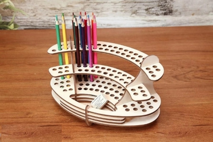 Colored Pencil Holder Desk Organizer Laser Cut Free Vector File