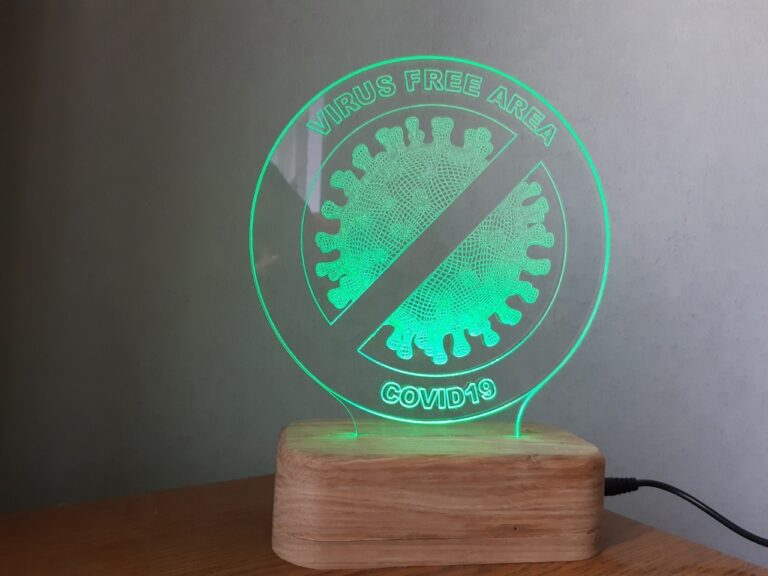 Coronavirus Free Zone Sign Acrylic Lamp Free Vector File