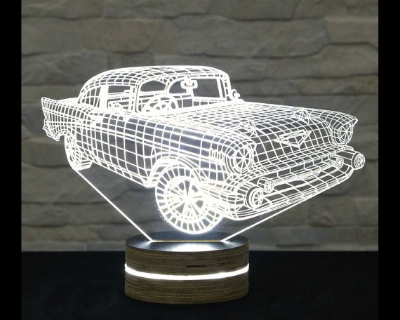 Creative 3d Led Car Night Lamp Template Free DXF File