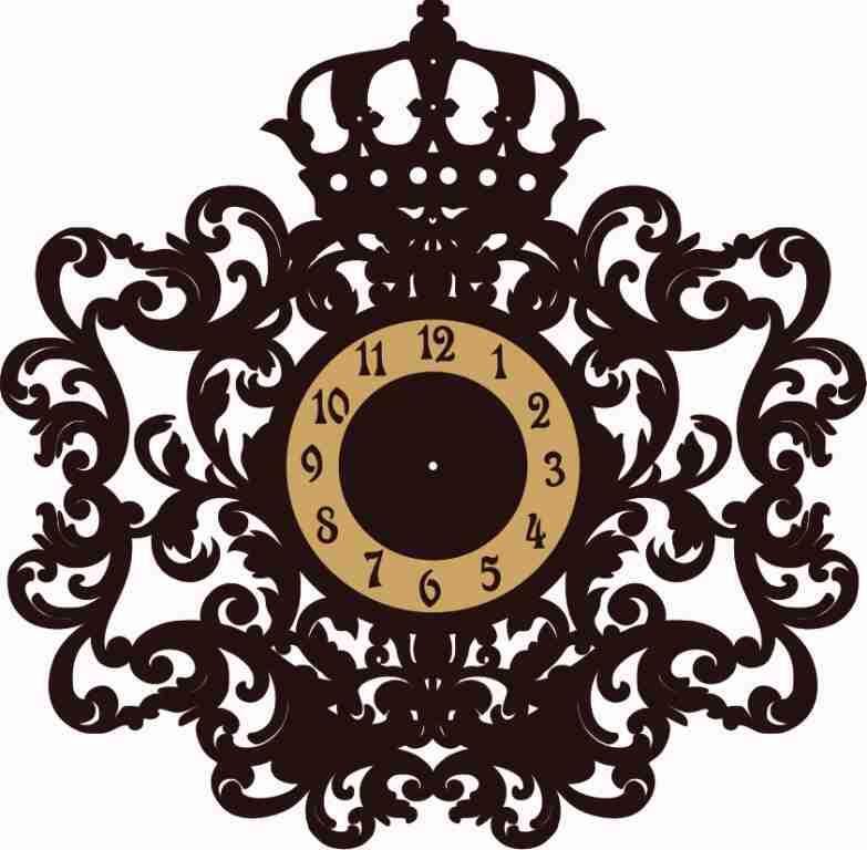 Crown Monogram Wall Clock Free Vector File