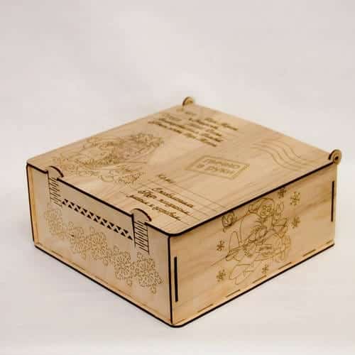 Custom Wood Engraved New Year Gift Box Laser Cut Free Vector File