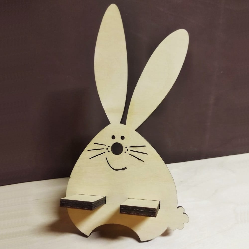 Cute Rabbit Wooden Phone Holder Stand Laser Cut Free Vector File