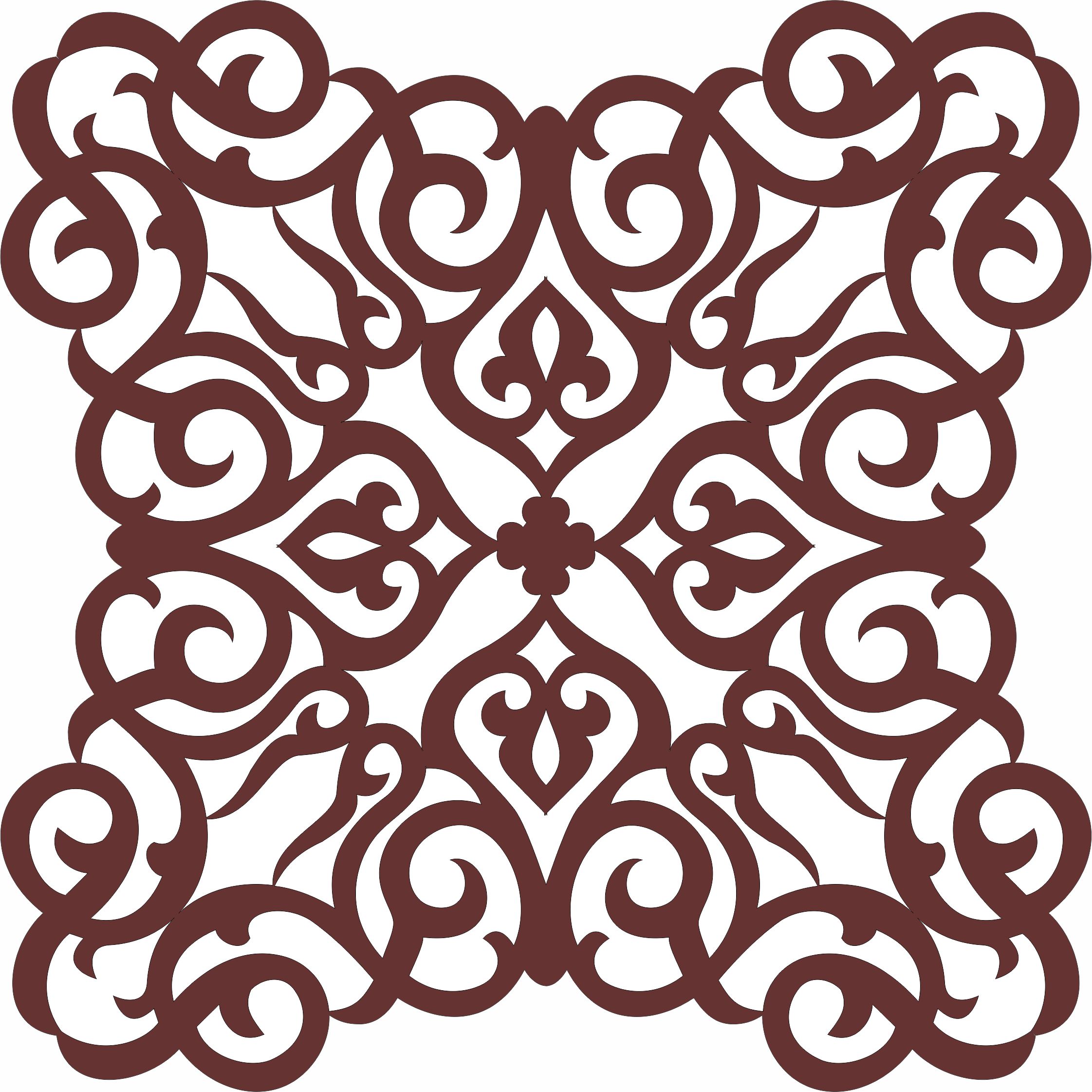 Damask Screen Floral Pattern For Laser Cut Free Vector File