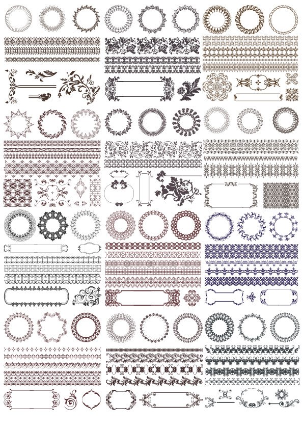 Decor Elements Set For Laser Cut Free Vector File