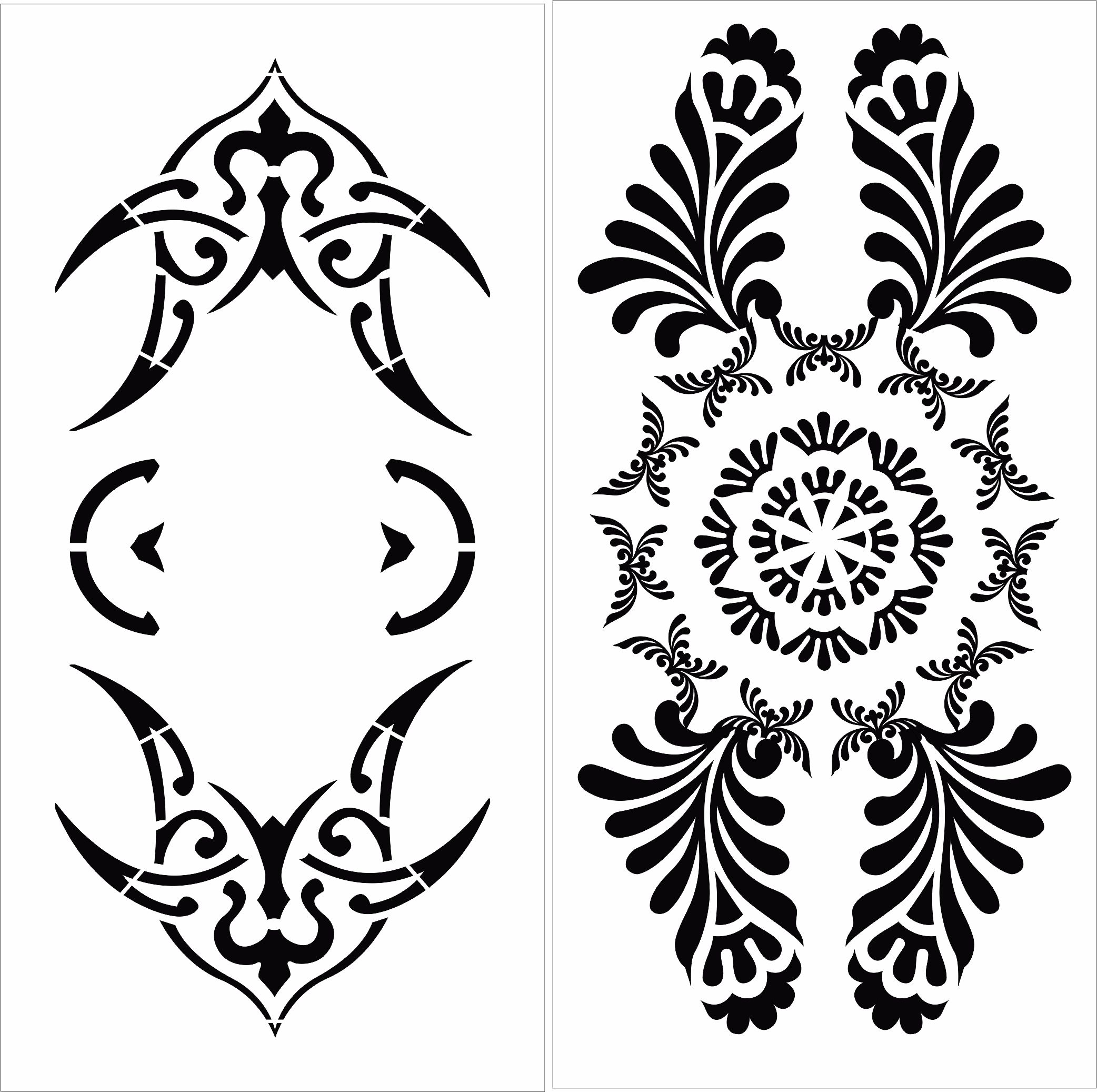 Decor Seamless Floral Lattice Designs Set For Laser Cut Free Vector File