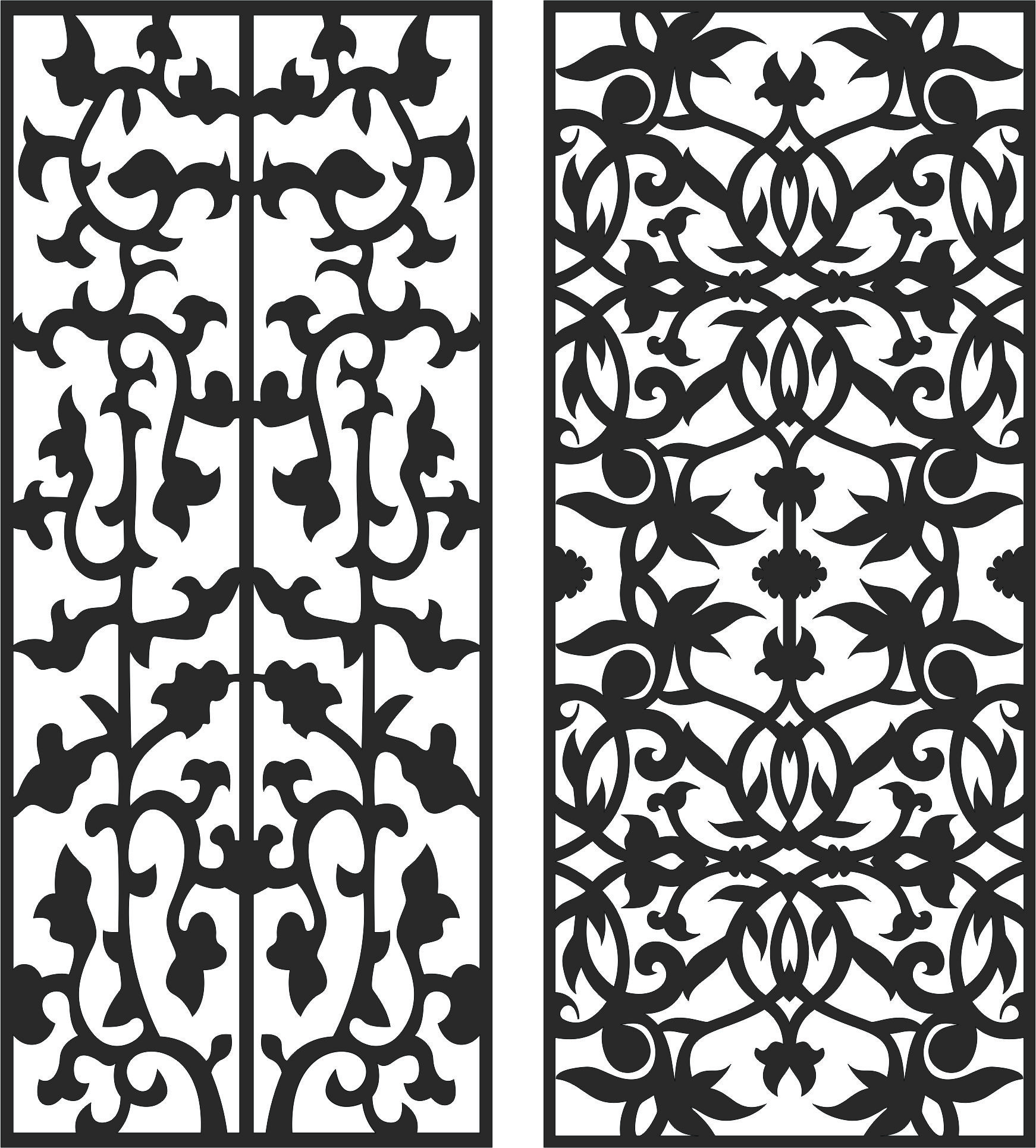 Decor Seamless Floral Lattice Stencil Set For Laser Cut Free Vector File