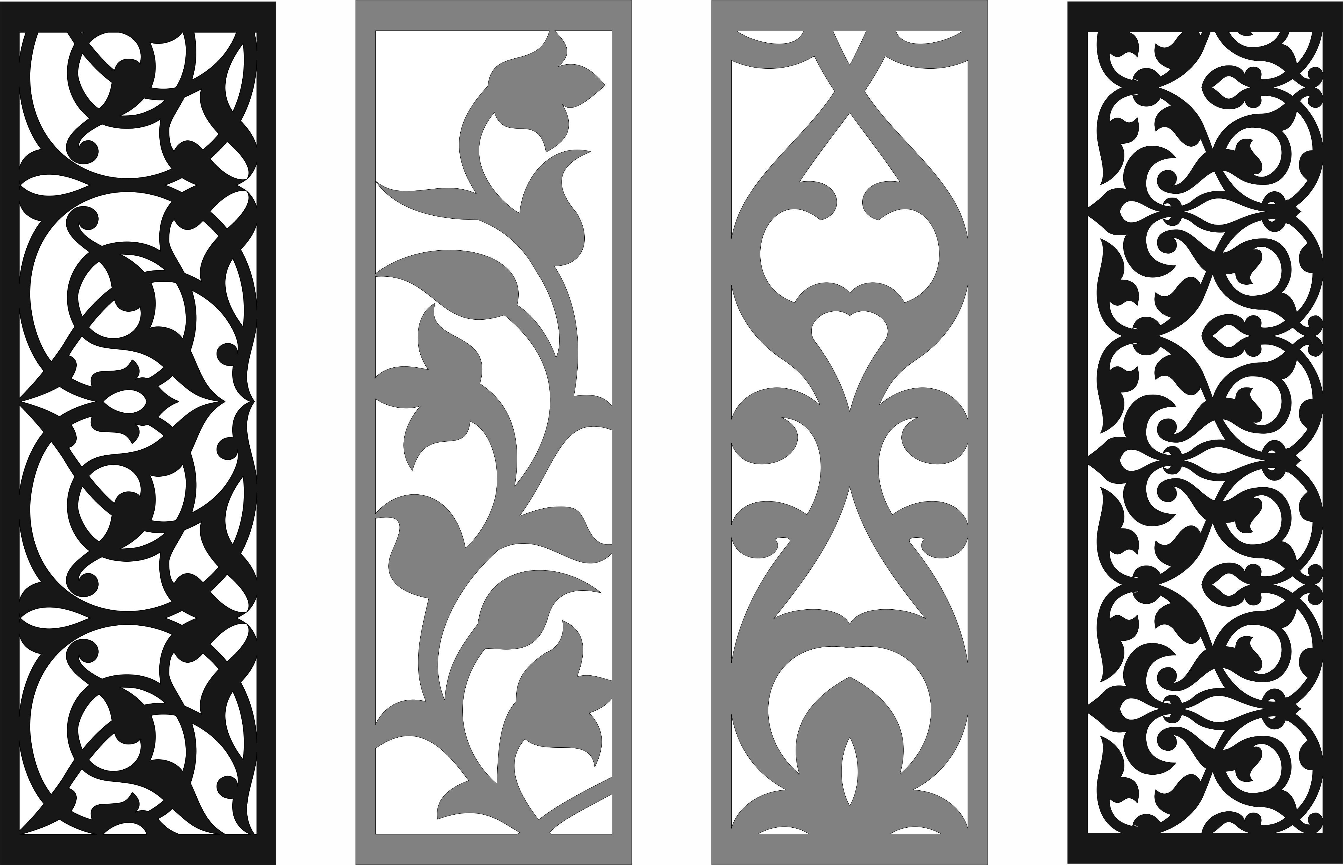 Decor Seamless Floral Screen Panels Set For Laser Cut Free Vector File