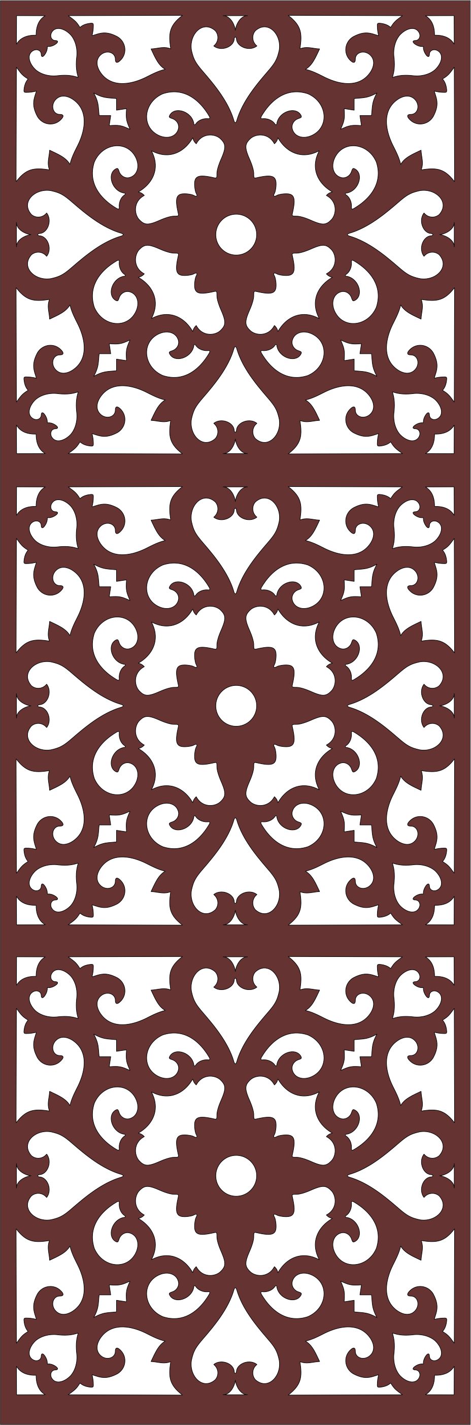 Decor Seamless Separator Floral Grill Panel For Laser Cut Free Vector File